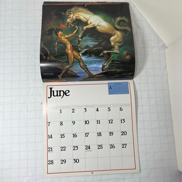 1992 Boris Vallejo Mythology Calendar Unused same dates again in leap year 2048 - Picture 11 of 16